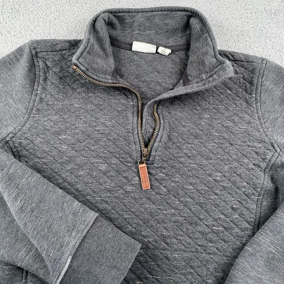 LL Bean Sweatshirt Womens Medium Gray 1/4 Zip Quilted Pullover Casual Warm - Picture 1 of 11